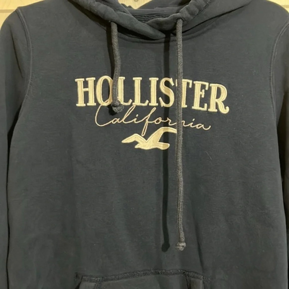 HOLLISTER Oversized Logo Graphic Hoodie- Navy Blue - Size Small - Picture 2 of 5